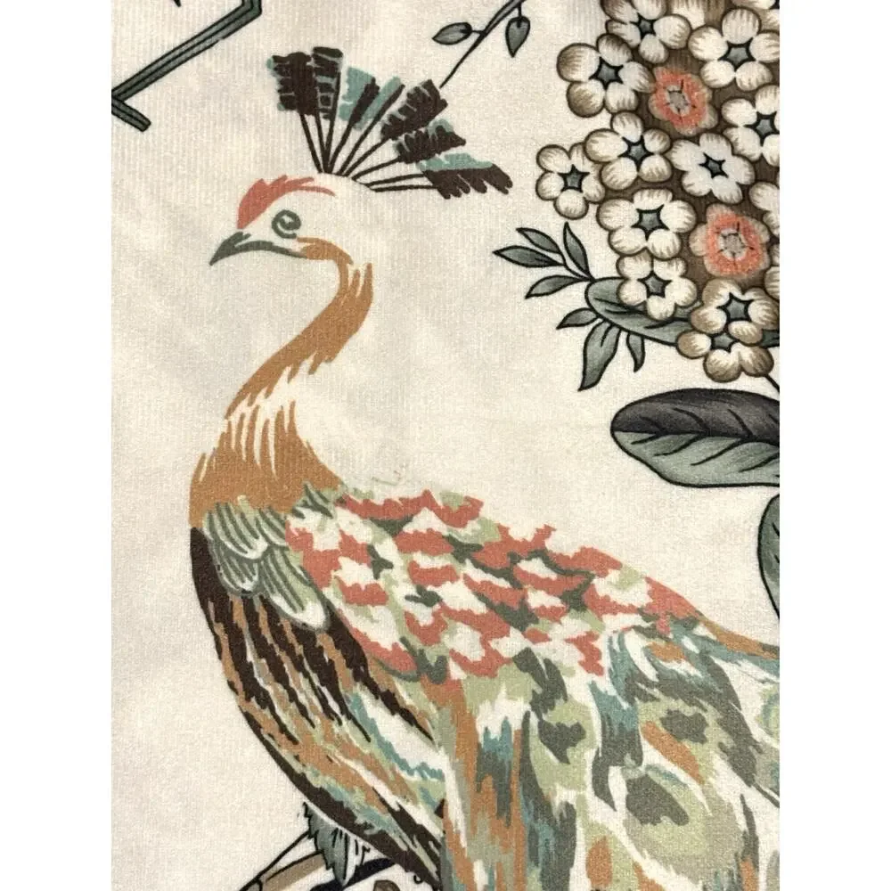 Callisto Home Peacock Bird Window Curtains Panels 38 X 96” Set Pair Ivory Drapes